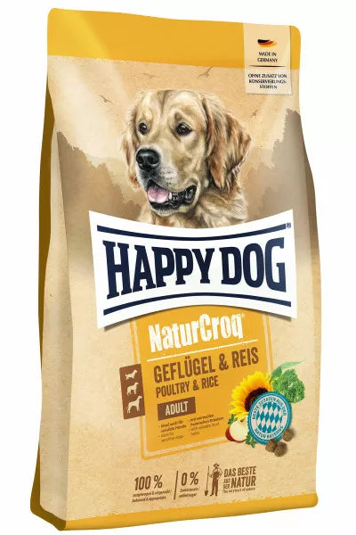 HAPPY DOG NATURCROQ Trockenfutter GEFLÜGEL PUR & REIS für Hunde
