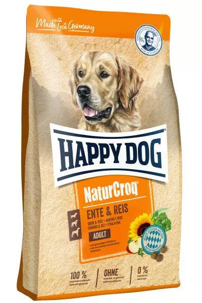 HAPPY DOG NATURCROQ Trockenfutter ENTE & REIS für Hunde