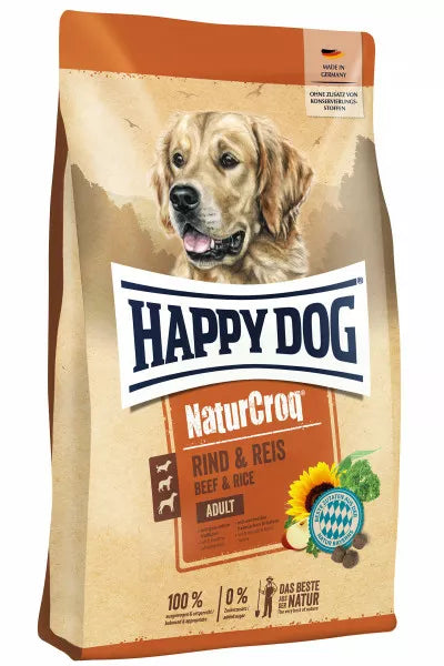 HAPPY DOG NATURCROQ Trockenfutter RIND & REIS für Hunde